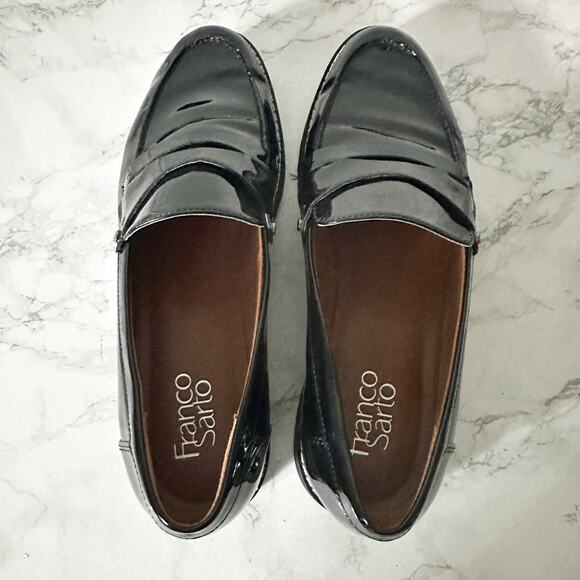 Franco Sarto Cassandra Black Patent Faux Leather Loafers women’s Size 9 - Picture 5 of 9